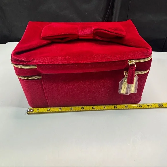 2 Estee Lauder Bags Double Train Case Red Velvet Professional Hard Zipper Bow - Picture 15 of 16